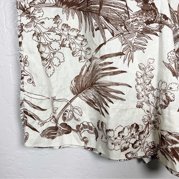 COS Women’s Size 8 Cream & Brown Botanical Print Pull-On Longline Linen Shorts - Picture 5 of 15